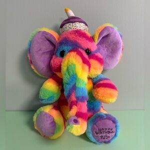 Wild Republic Animated Happy Birthday Rainbow Elephant Plush Stuffed Animal
